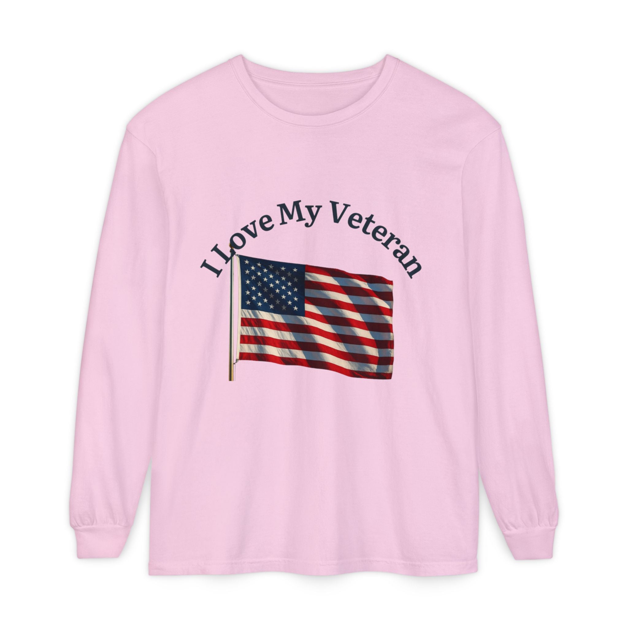 Love My Veteran Long Sleeve T-Shirt-blk print