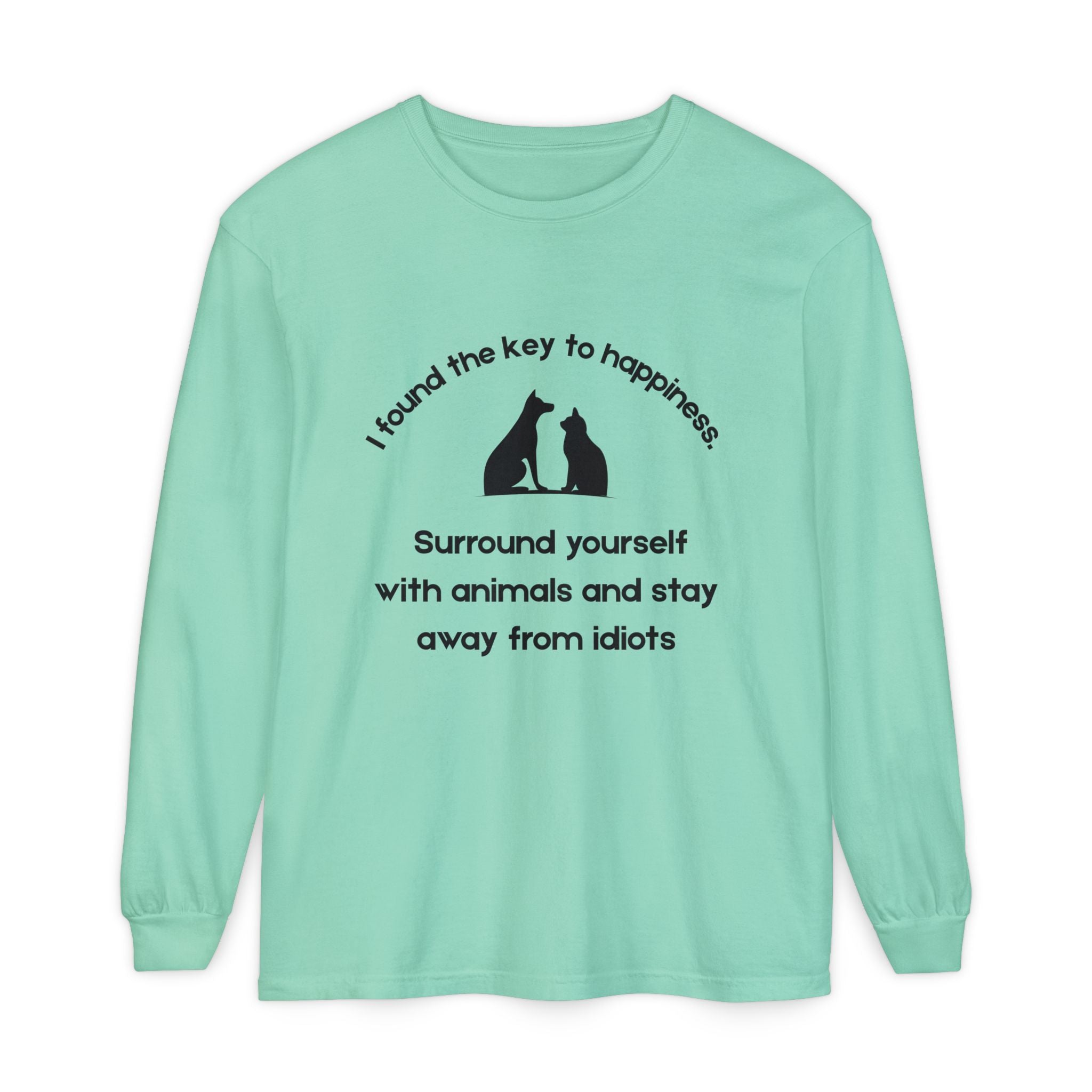 Key To Happiness - Long Sleeve T-Shirt -Blk Print