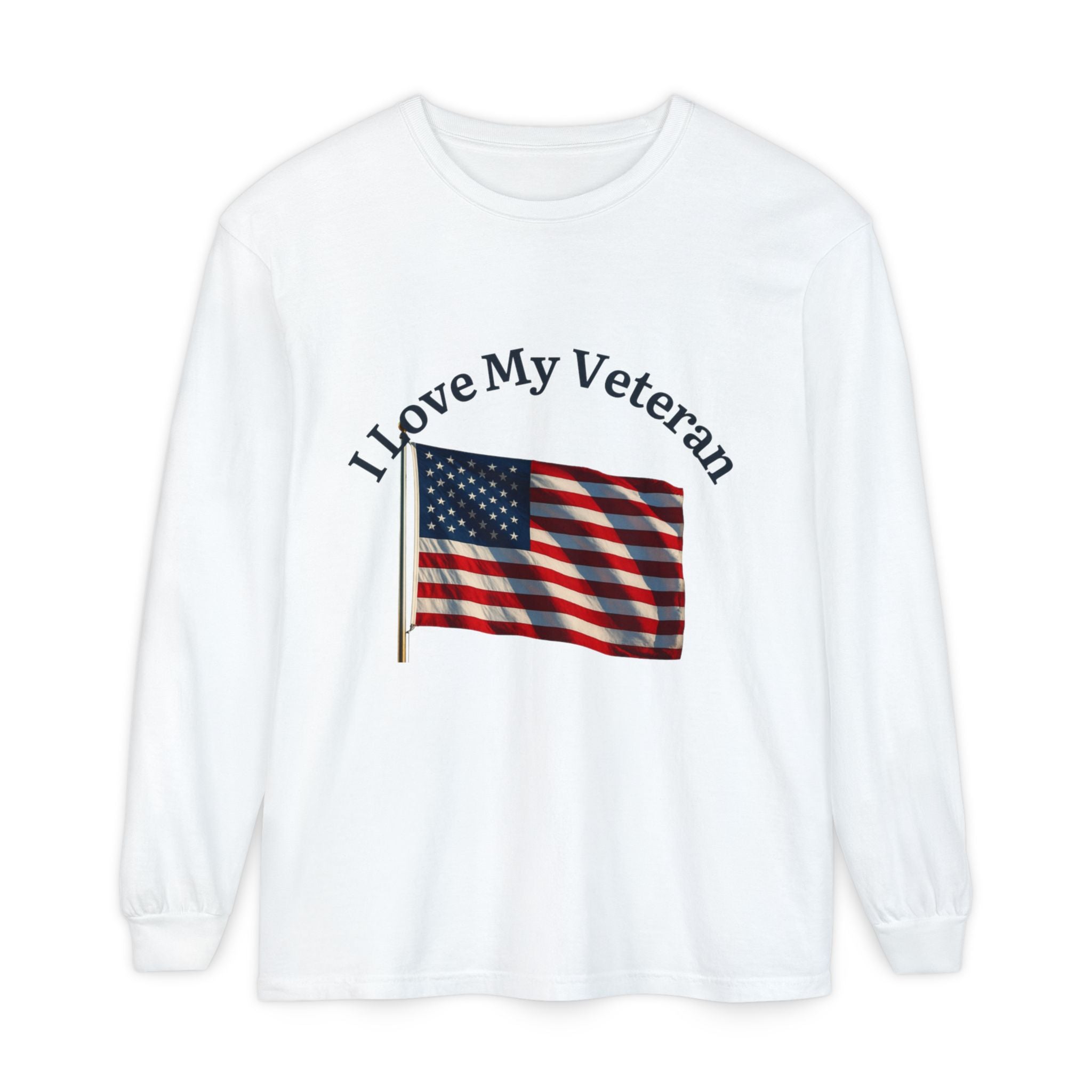 Love My Veteran Long Sleeve T-Shirt-blk print