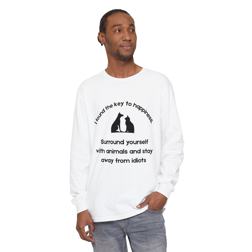 Key To Happiness - Long Sleeve T-Shirt -Blk Print