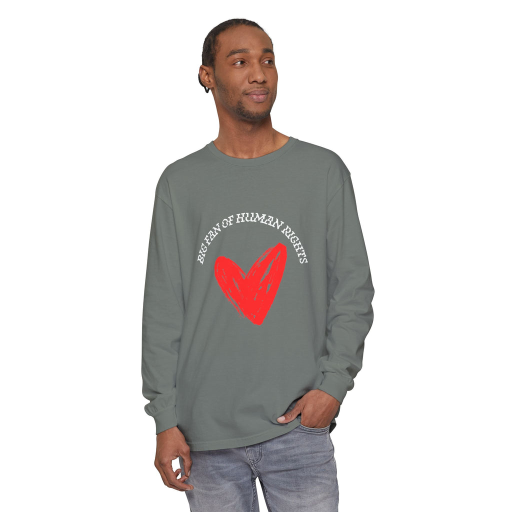 Fan of Human Rights Long Sleeve T-Shirt- wht print