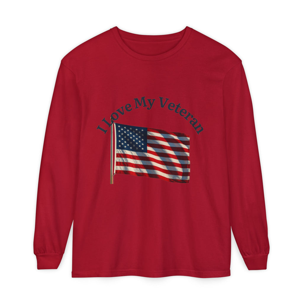 Love My Veteran Long Sleeve T-Shirt-blk print