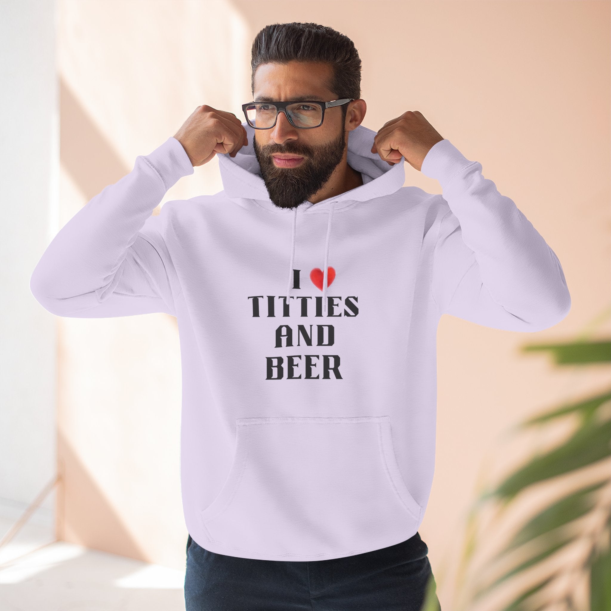 I Love Titties and Beer Fleece Hoodie for Fun Nights Out
