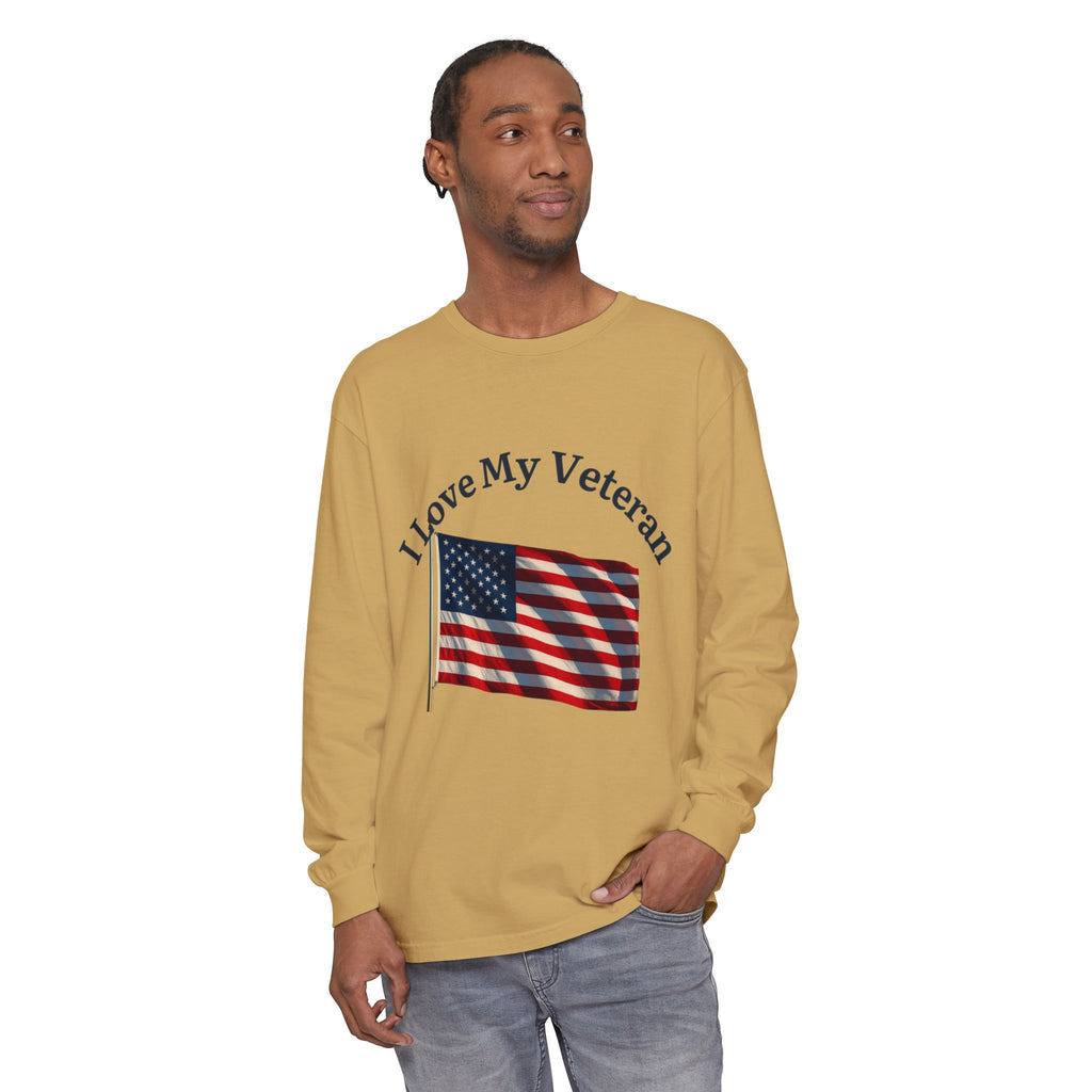 Love My Veteran Long Sleeve T-Shirt-blk print