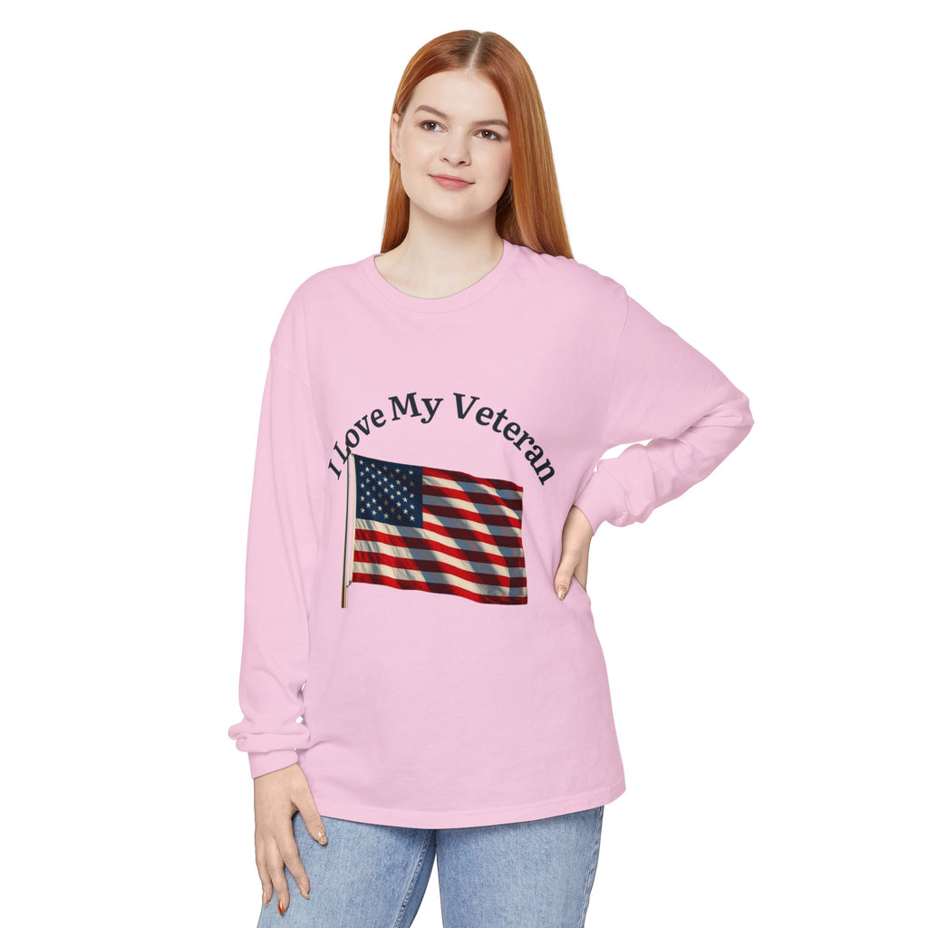Love My Veteran Long Sleeve T-Shirt-blk print