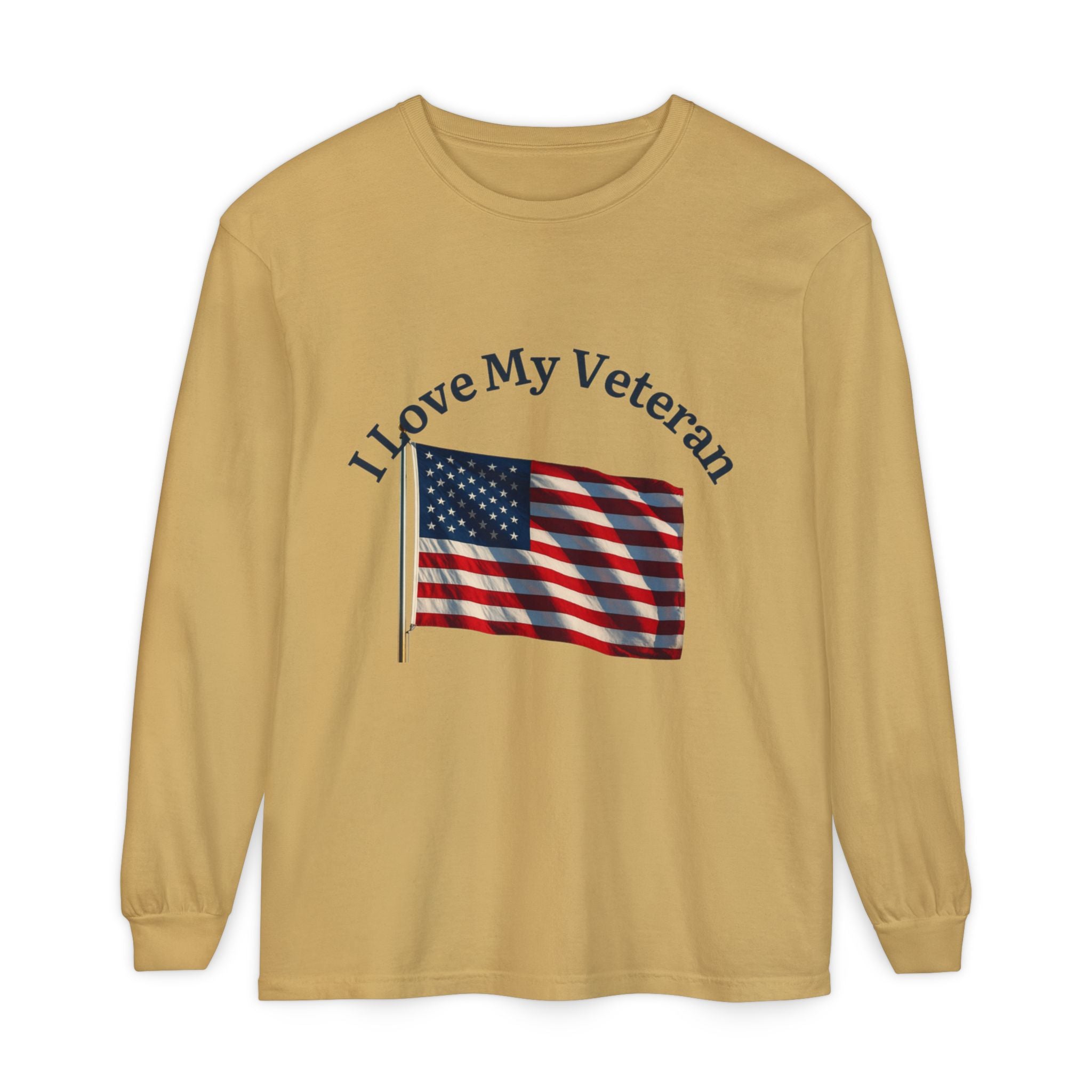 Love My Veteran Long Sleeve T-Shirt-blk print