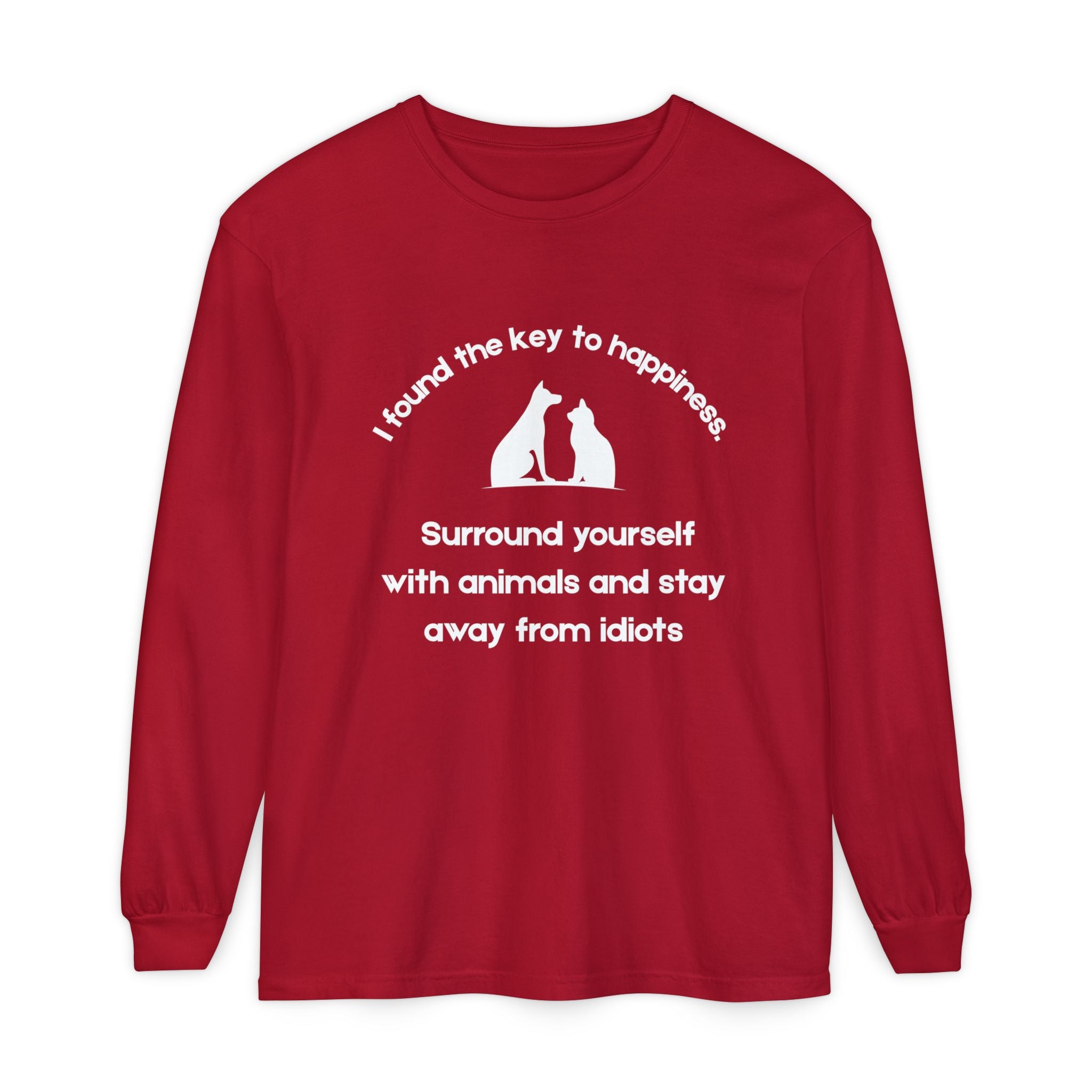 Key To Happiness- Long Sleeve T-Shirt- wht Print