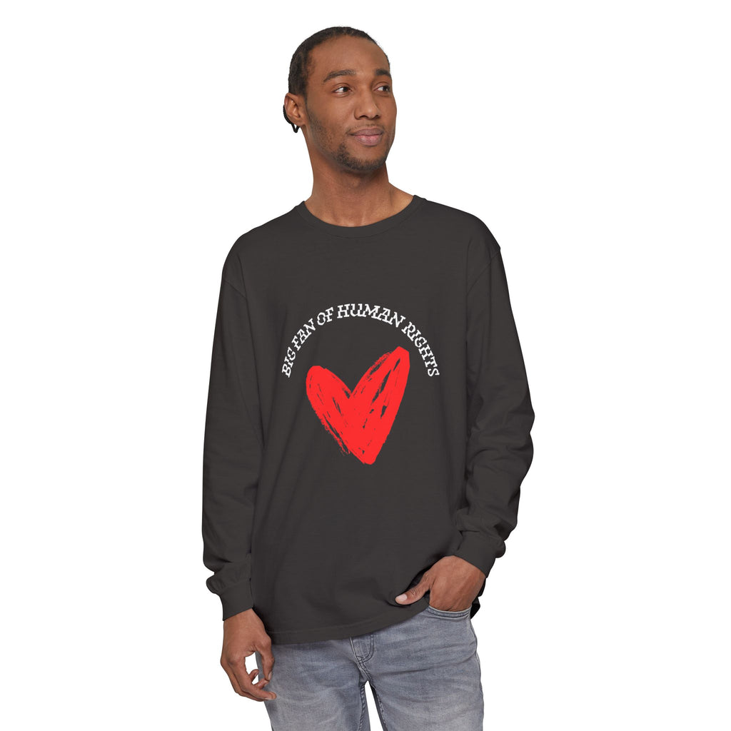 Fan of Human Rights Long Sleeve T-Shirt- wht print
