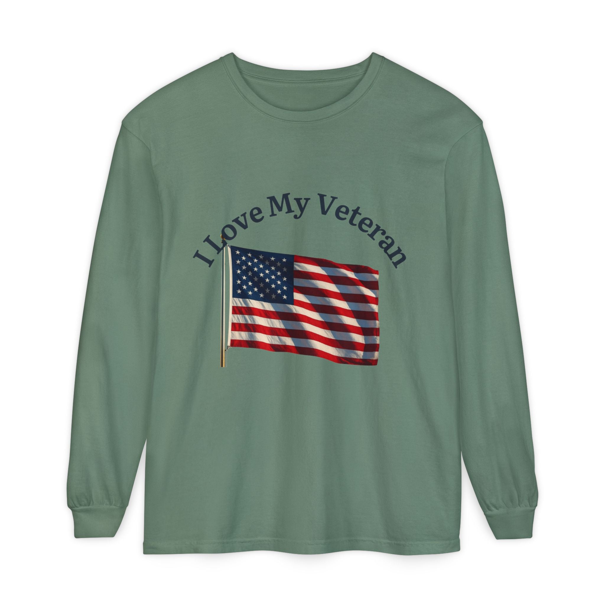 Love My Veteran Long Sleeve T-Shirt-blk print