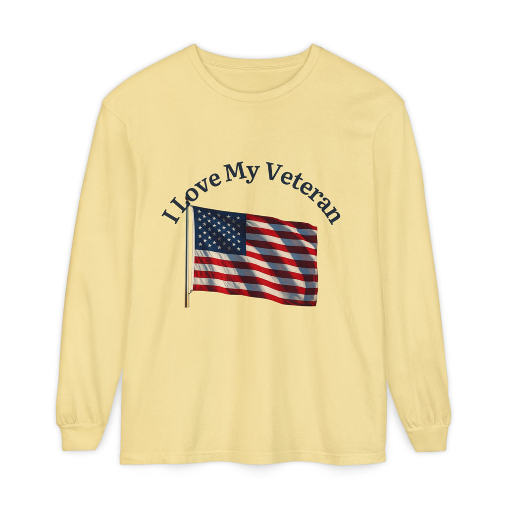 Love My Veteran Long Sleeve T-Shirt-blk print