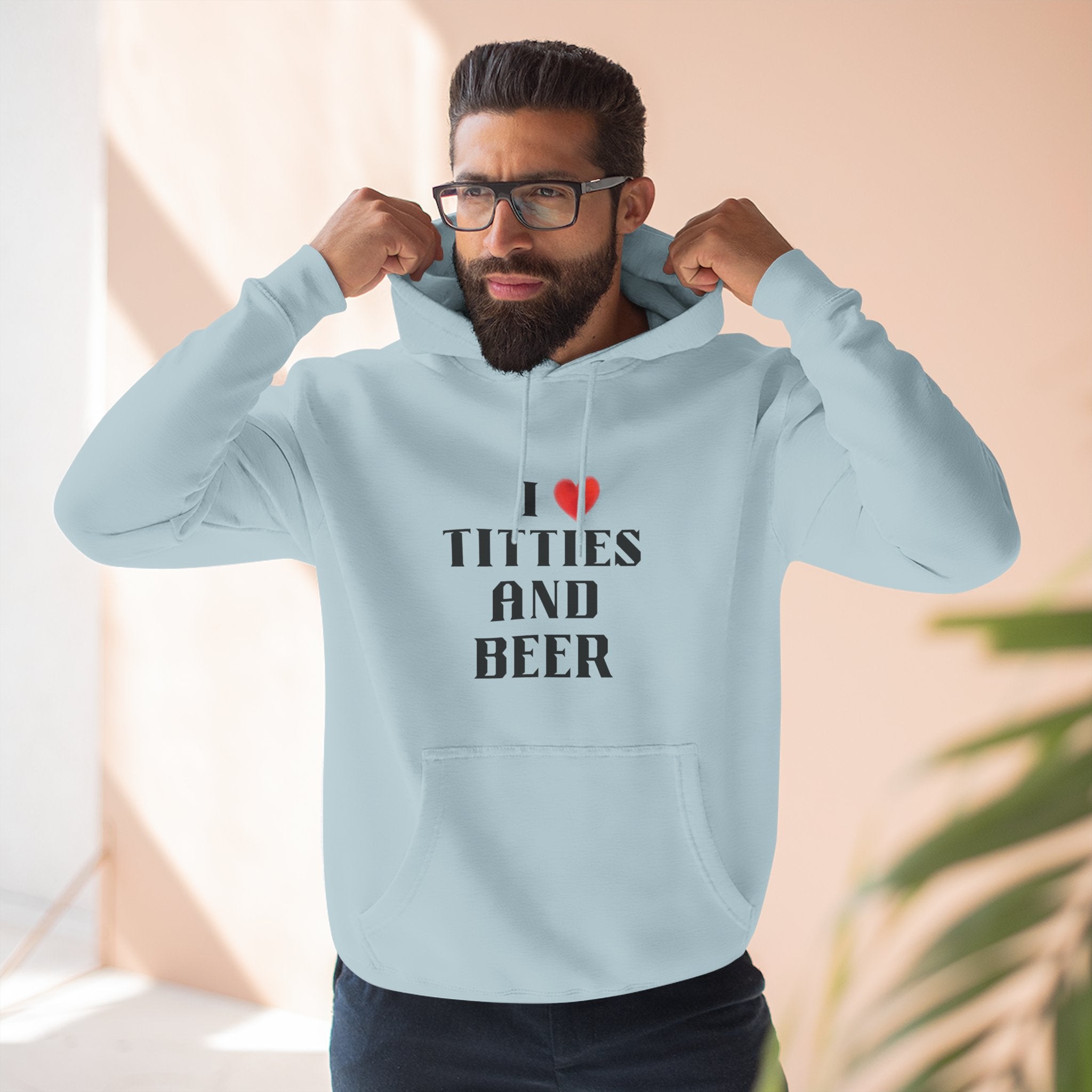 I Love Titties and Beer Fleece Hoodie for Fun Nights Out
