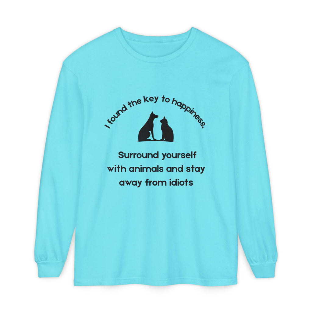 Key To Happiness - Long Sleeve T-Shirt -Blk Print