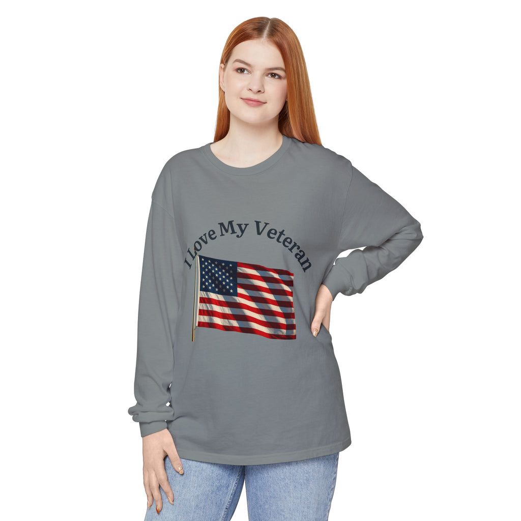 Love My Veteran Long Sleeve T-Shirt-blk print