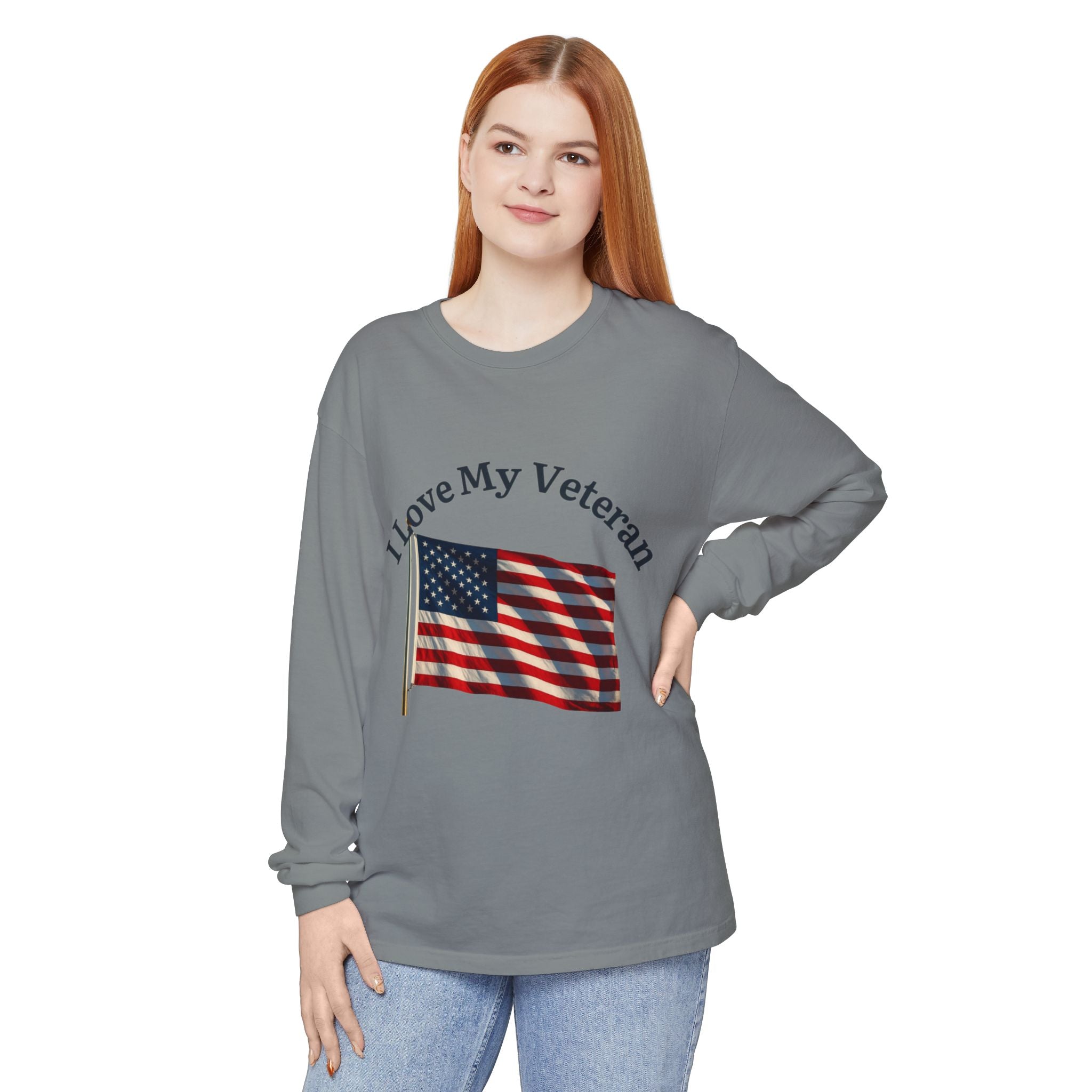 Love My Veteran Long Sleeve T-Shirt-blk print