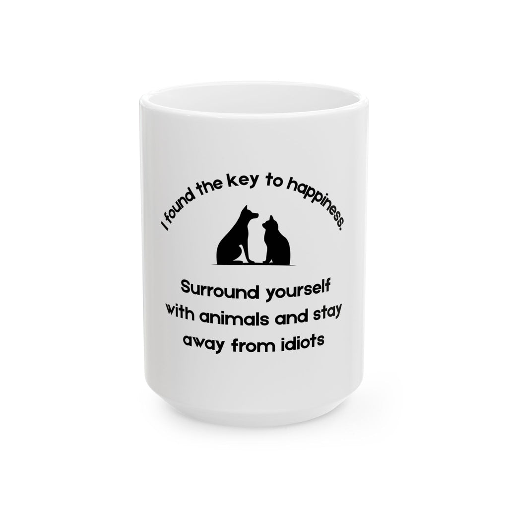 Key to Happiness Ceramic Mug - 11oz/15oz Coffee Cup
