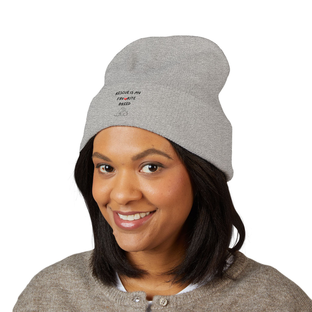 Rescue Fave Breed Floral Crest Beanie | Embroidered Cuffed Beanie