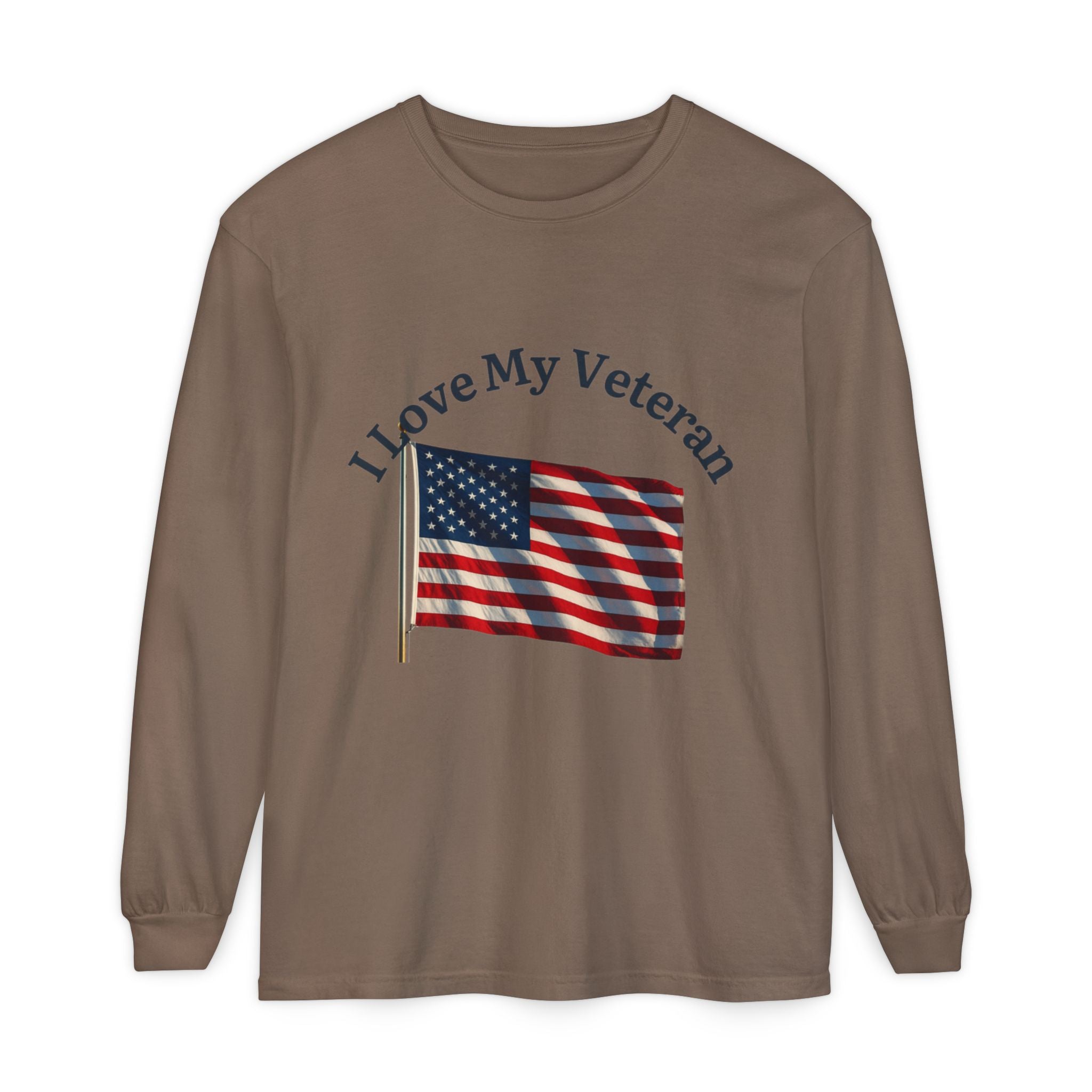 Love My Veteran Long Sleeve T-Shirt-blk print