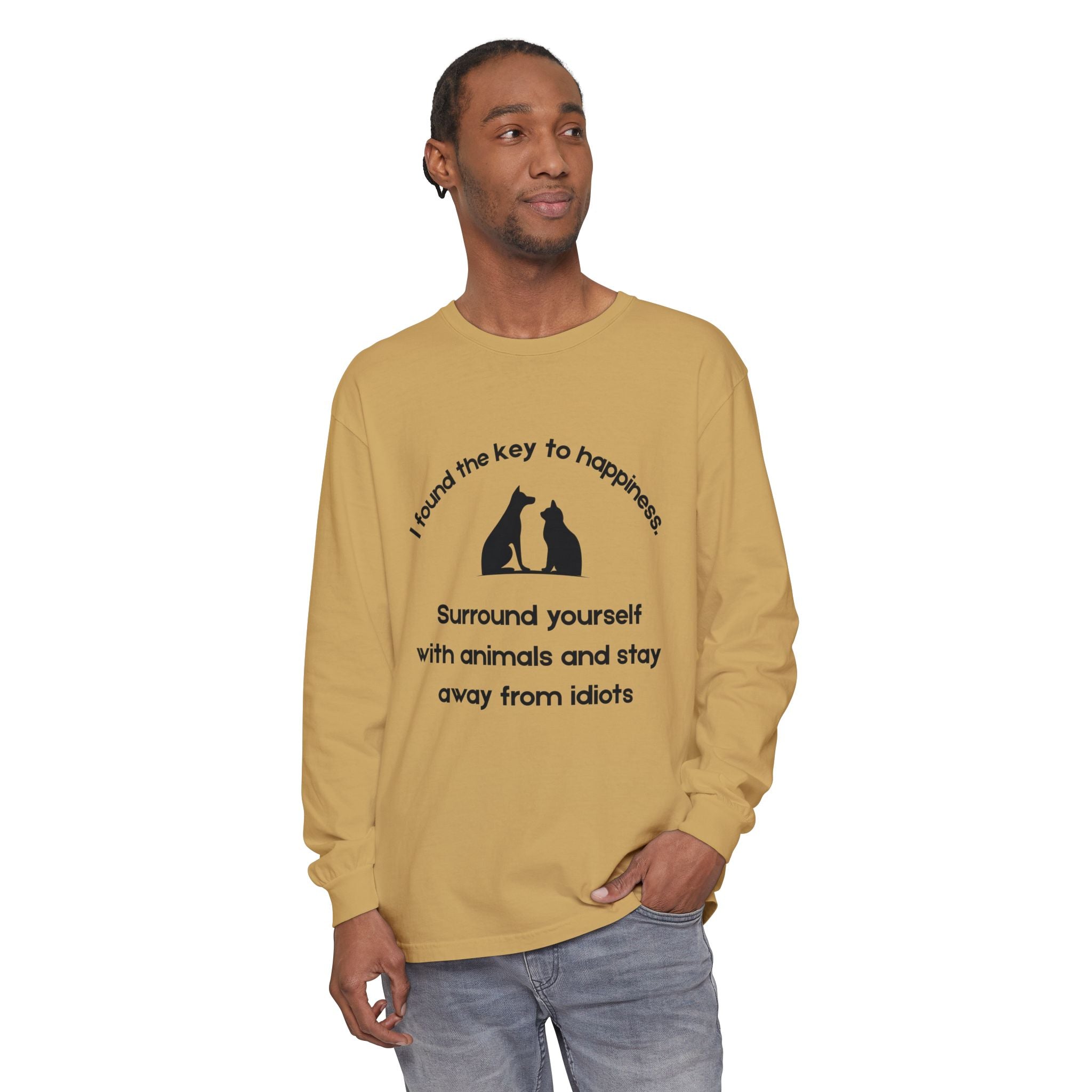 Key To Happiness - Long Sleeve T-Shirt -Blk Print