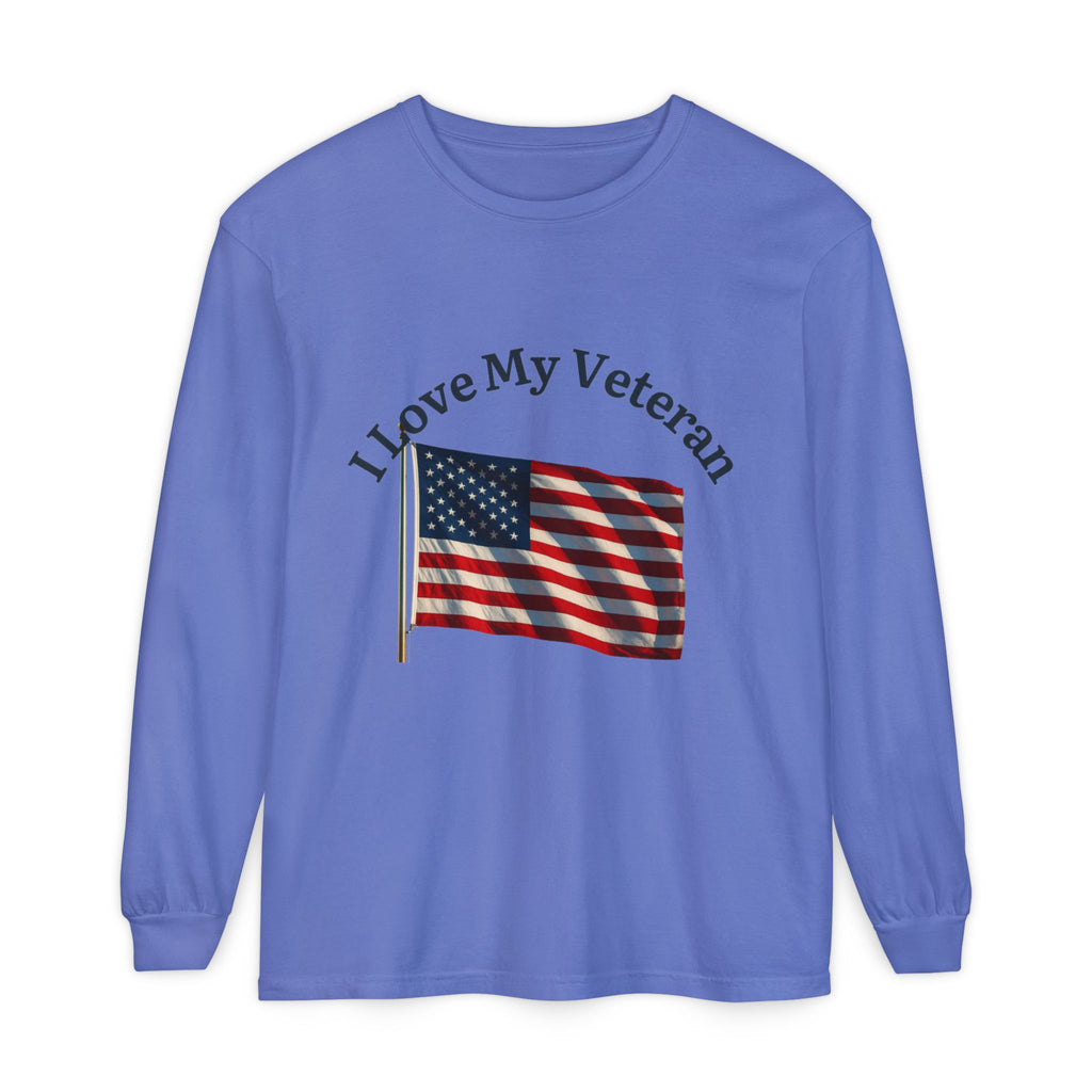 Love My Veteran Long Sleeve T-Shirt-blk print