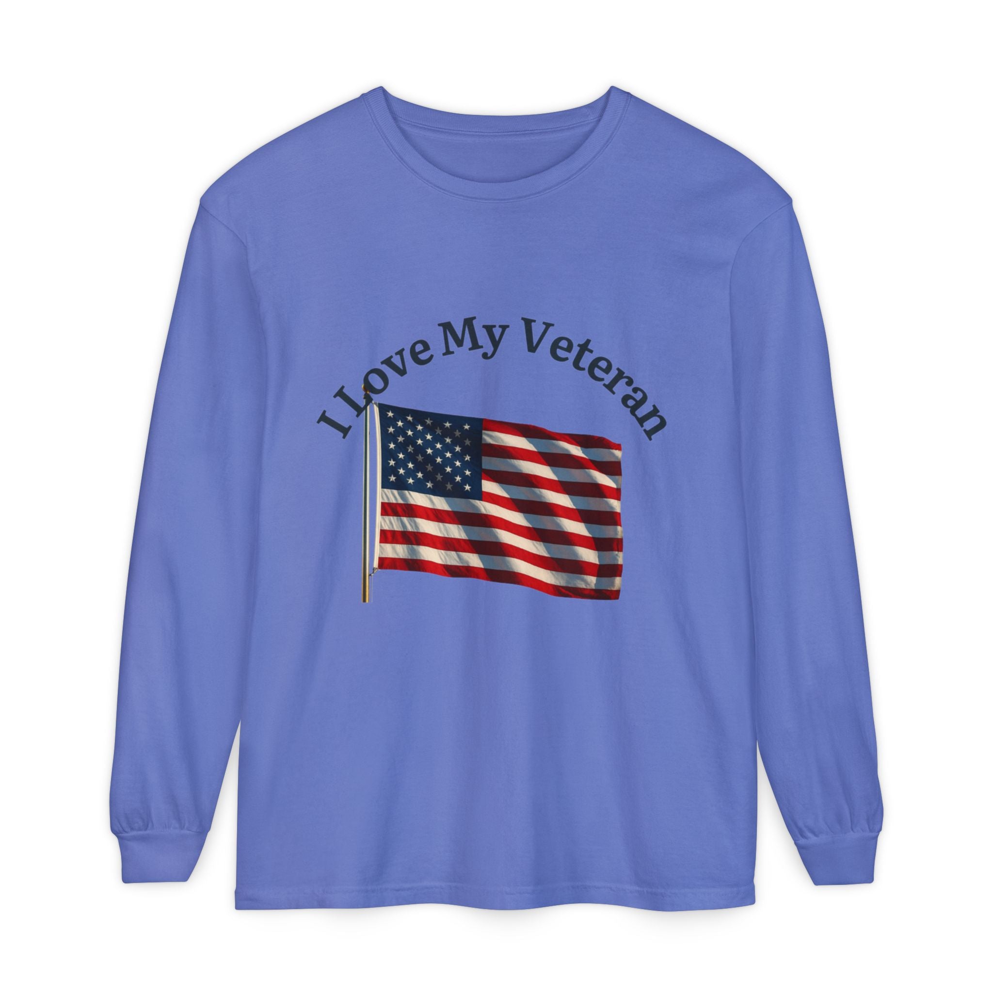 Love My Veteran Long Sleeve T-Shirt-blk print
