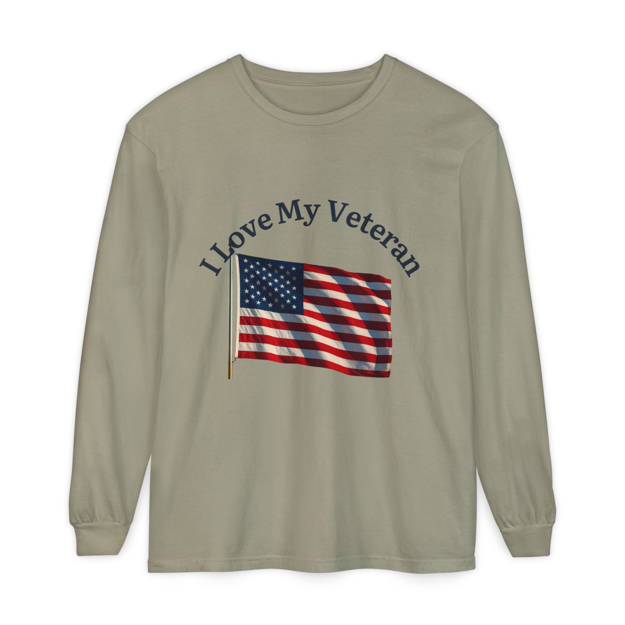 Love My Veteran Long Sleeve T-Shirt-blk print