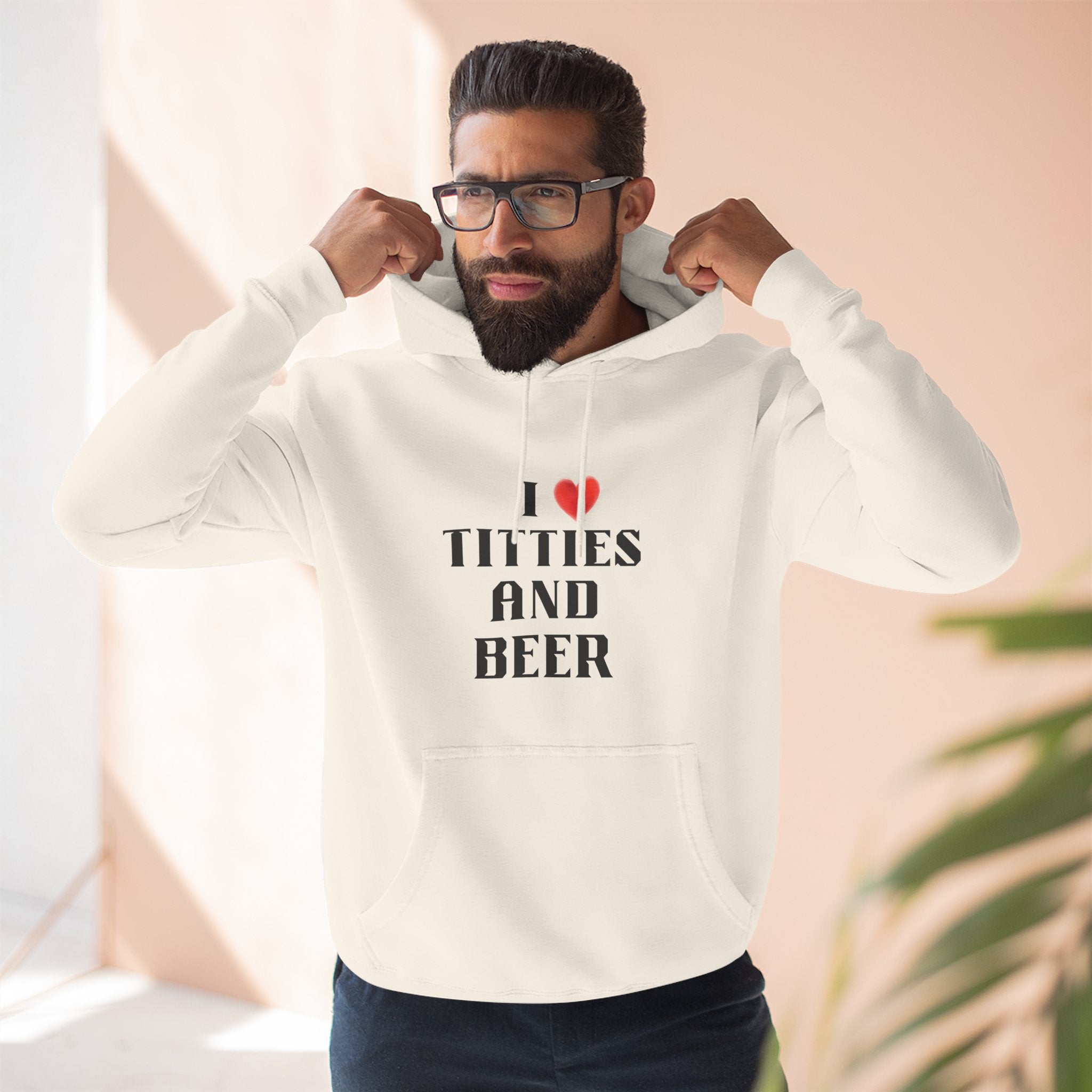 I Love Titties and Beer Fleece Hoodie for Fun Nights Out