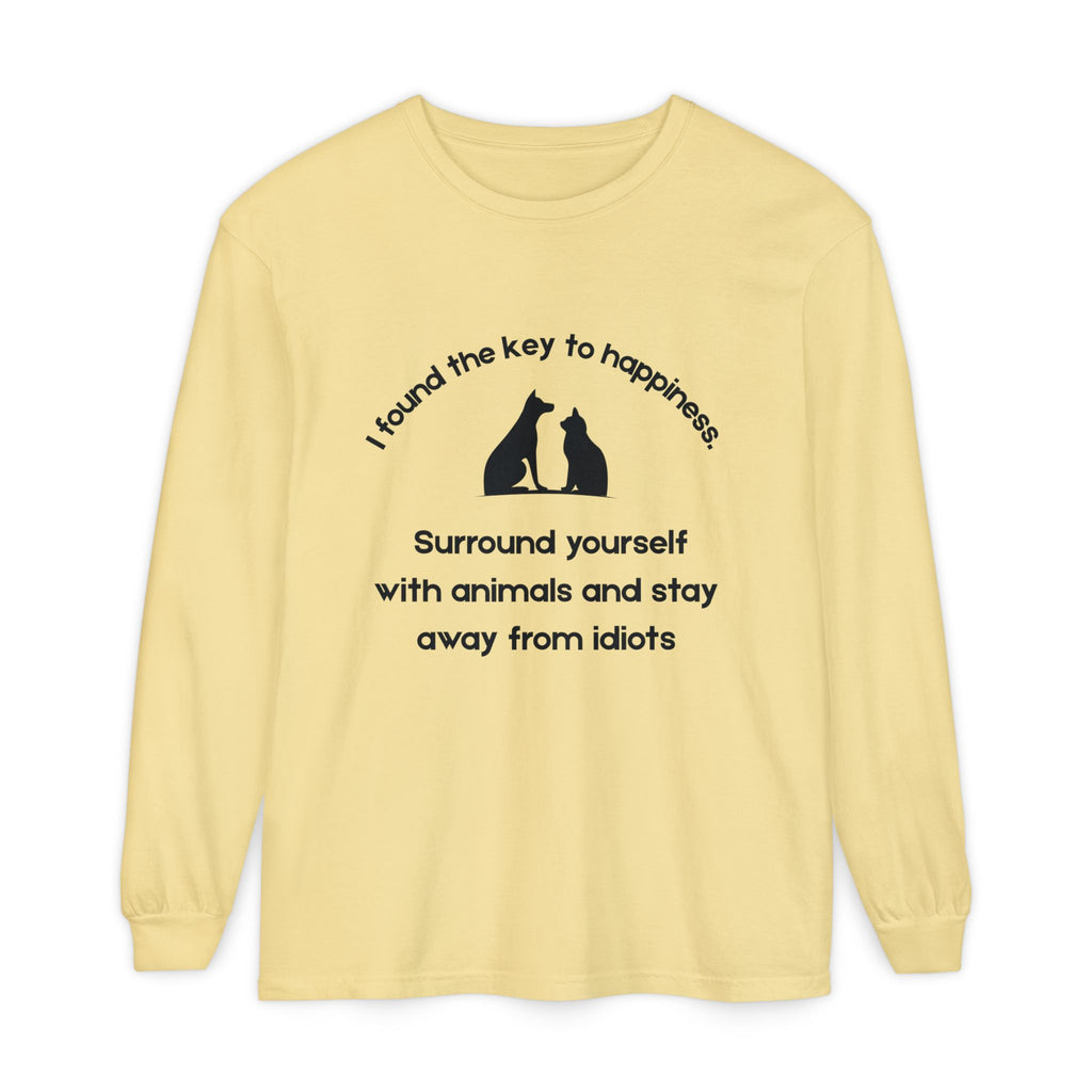 Key To Happiness - Long Sleeve T-Shirt -Blk Print