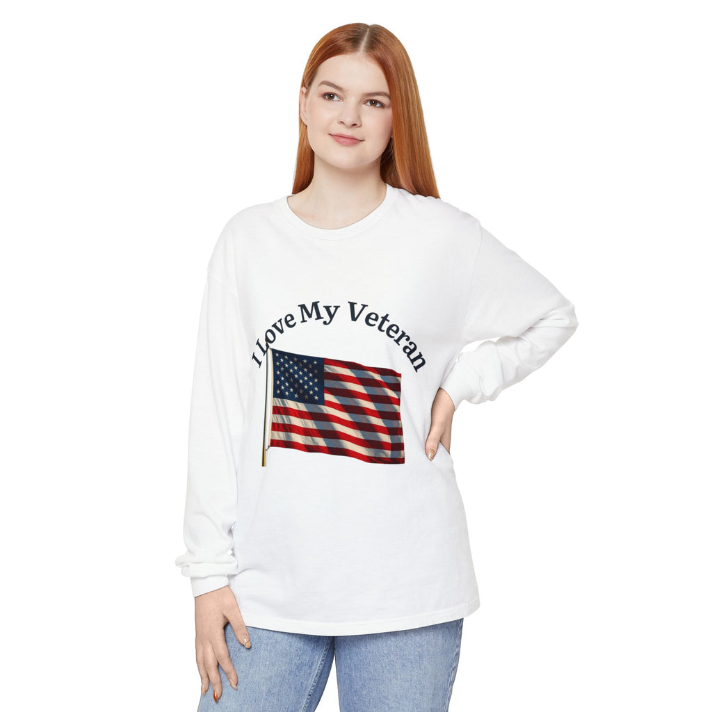 Love My Veteran Long Sleeve T-Shirt-blk print