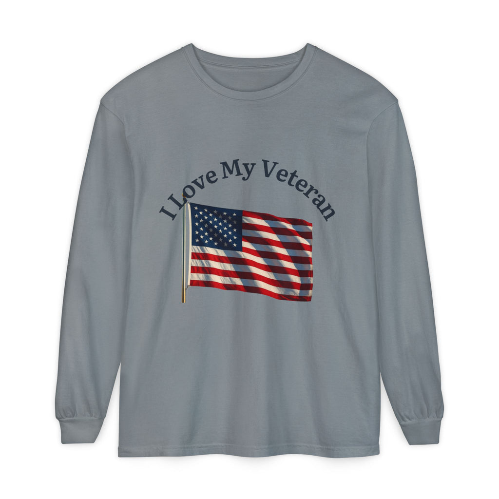 Love My Veteran Long Sleeve T-Shirt-blk print