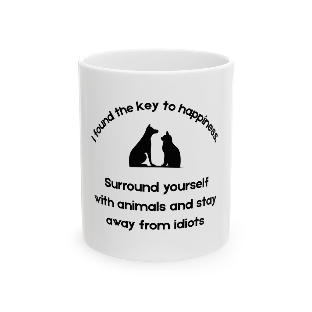 Key to Happiness Ceramic Mug - 11oz/15oz Coffee Cup