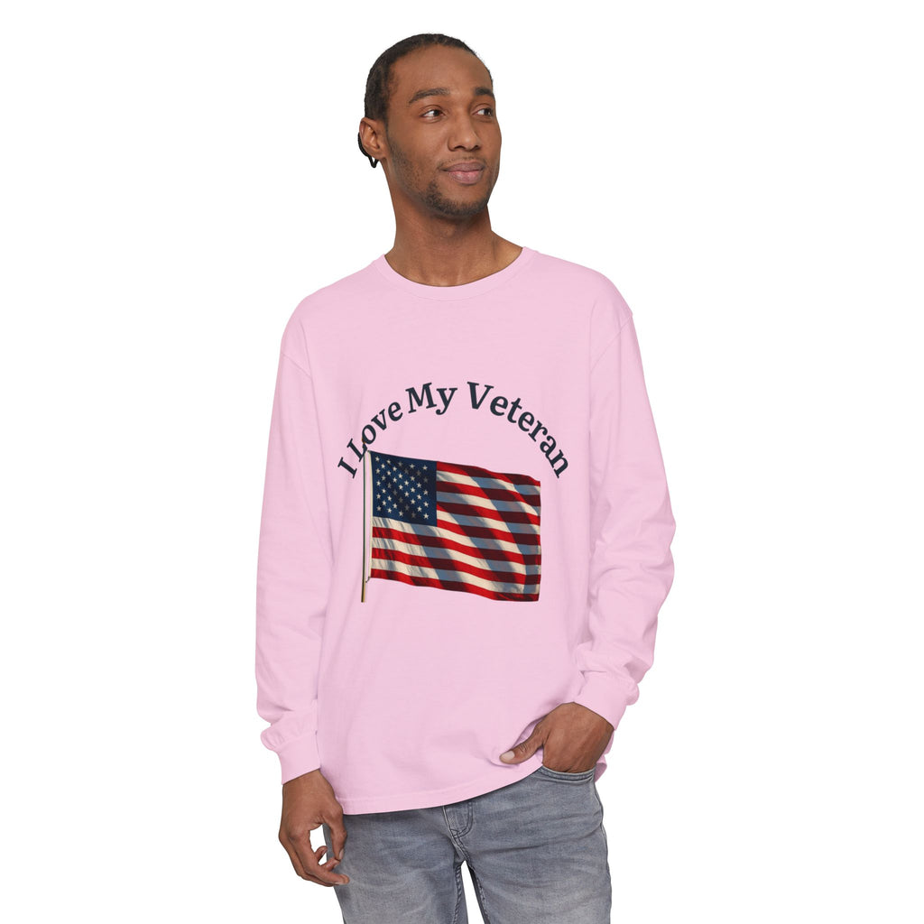 Love My Veteran Long Sleeve T-Shirt-blk print