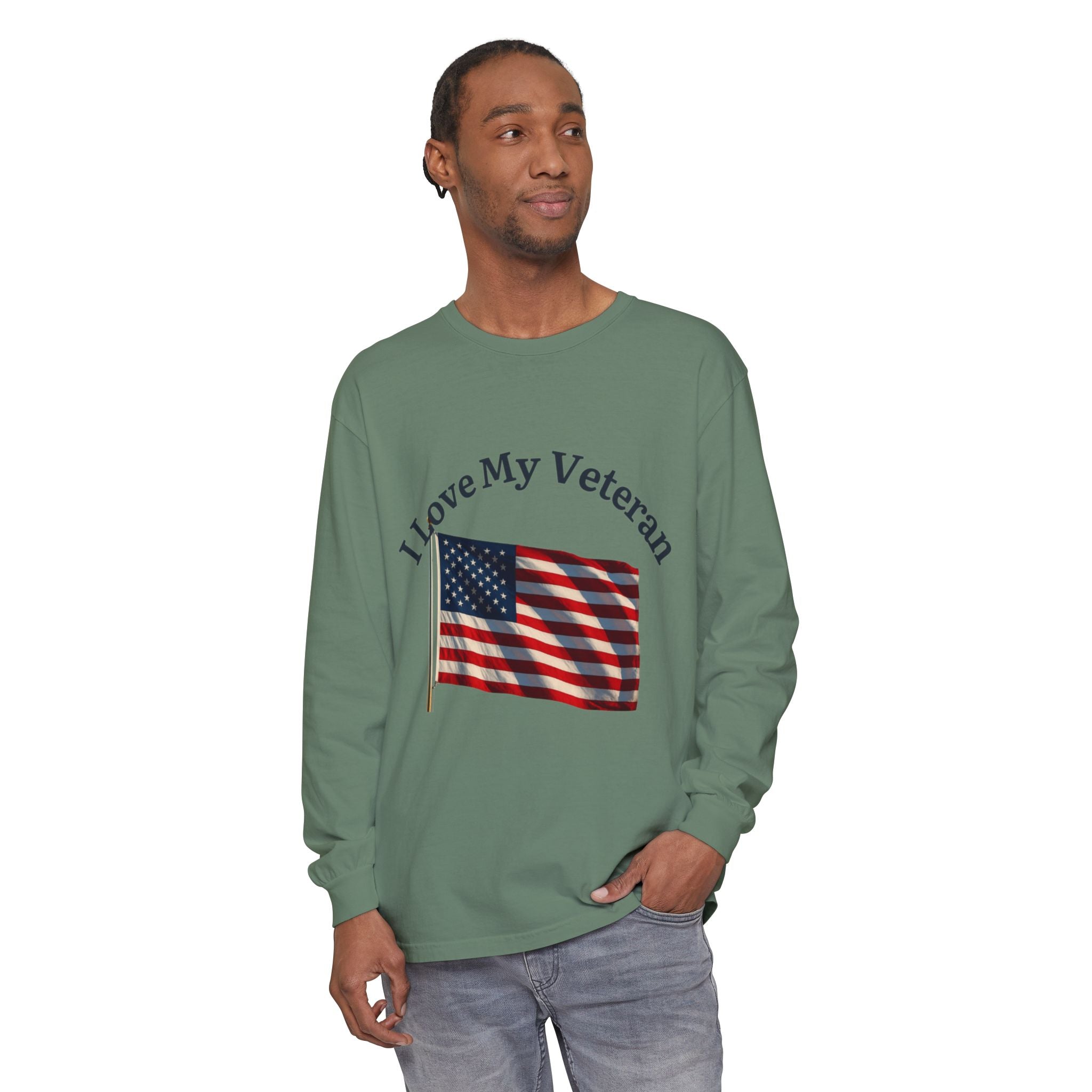 Love My Veteran Long Sleeve T-Shirt-blk print