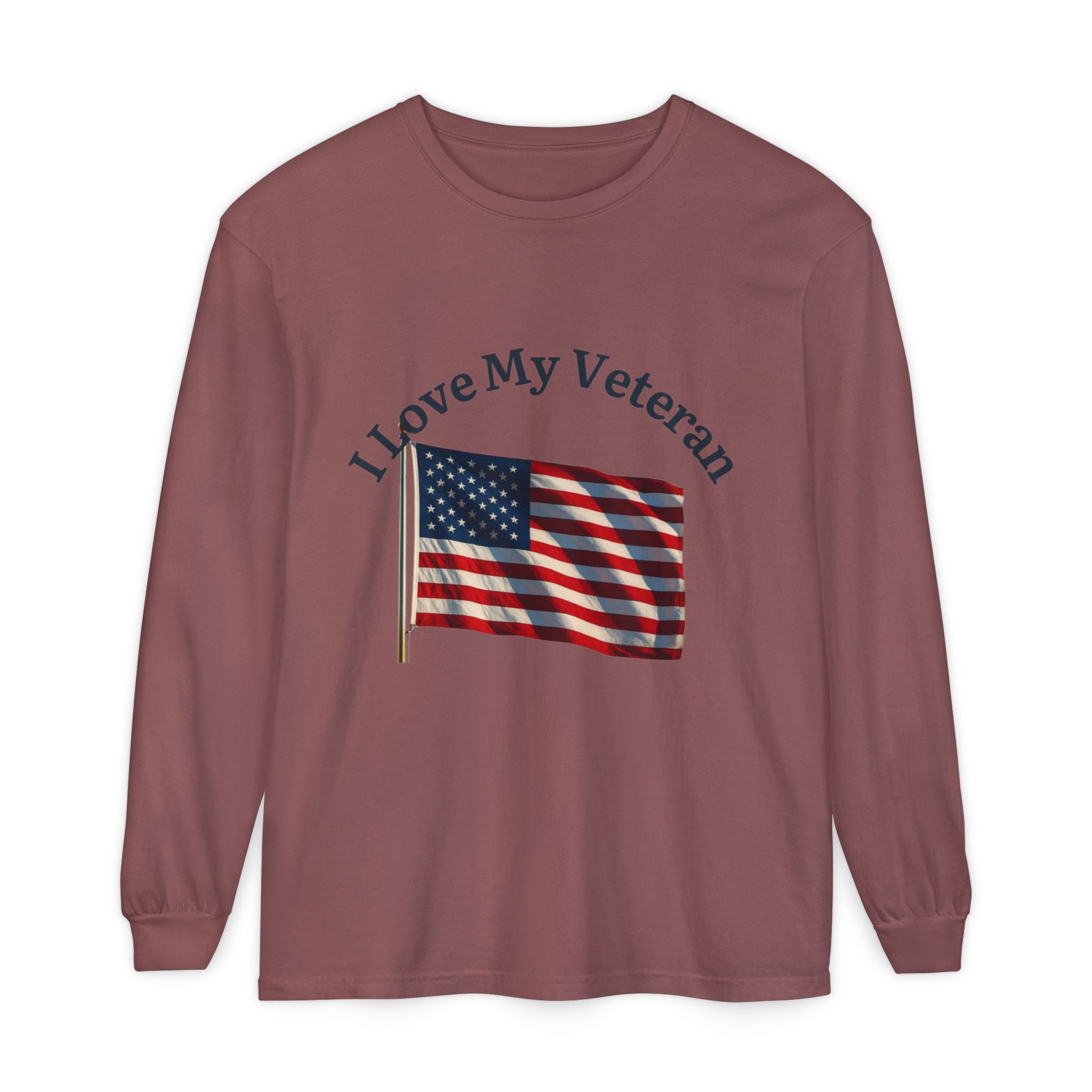 Love My Veteran Long Sleeve T-Shirt-blk print