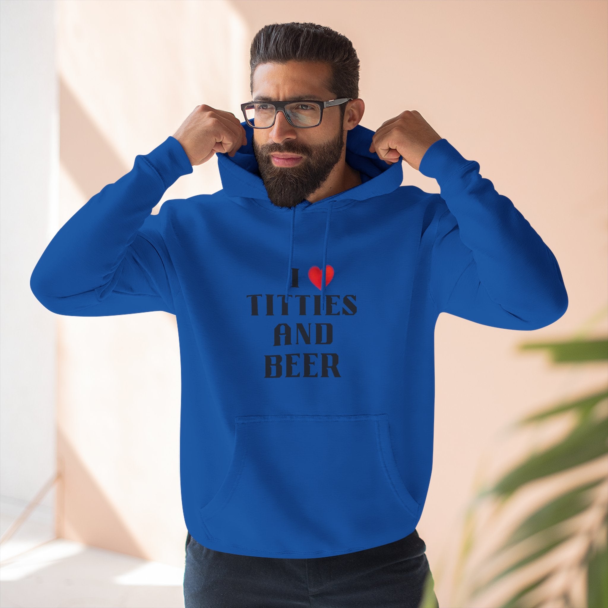 I Love Titties and Beer Fleece Hoodie for Fun Nights Out
