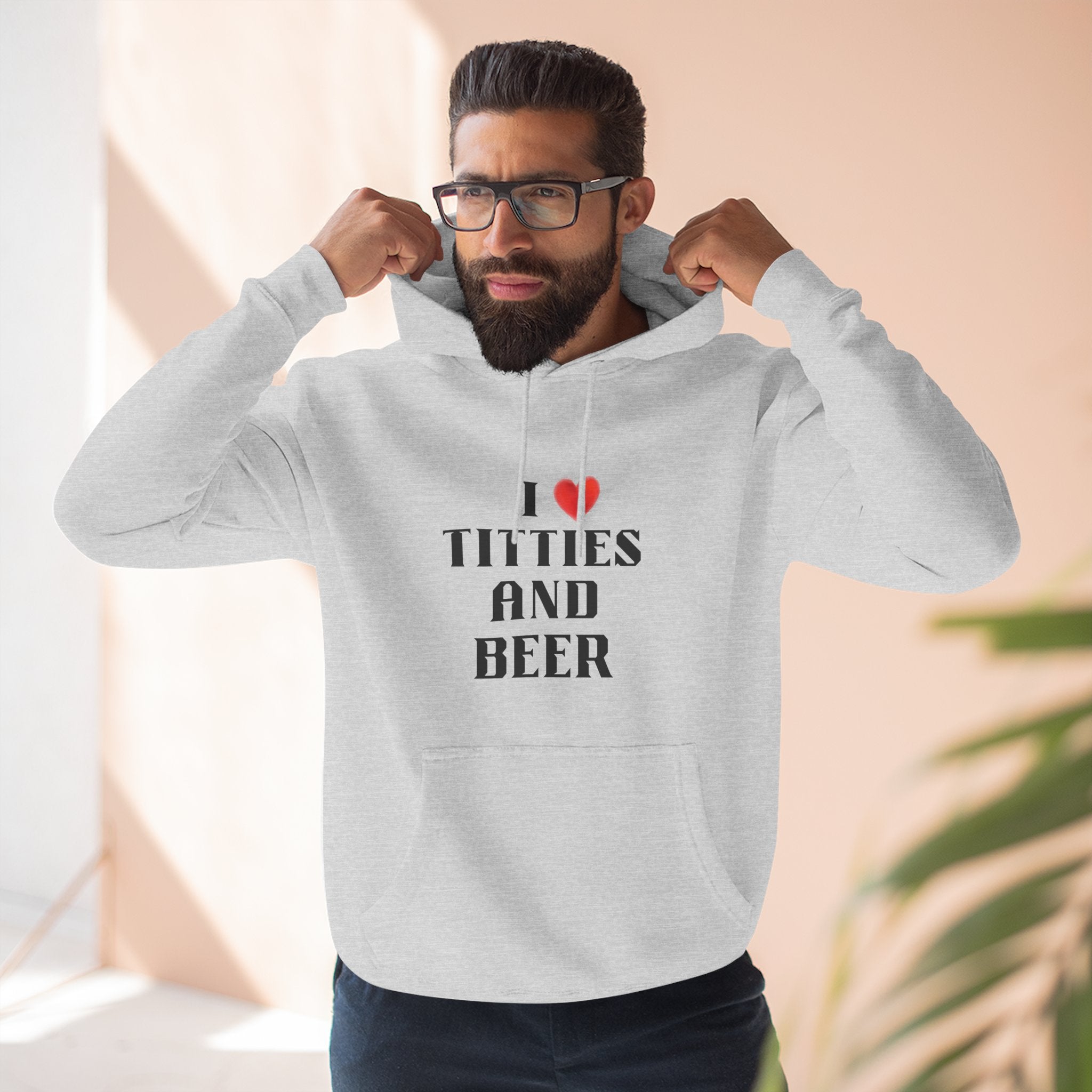 I Love Titties and Beer Fleece Hoodie for Fun Nights Out