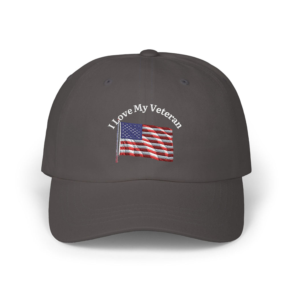 Patriotic "I Love My Veteran" Dad Cap — Embroidered American Flag Hat