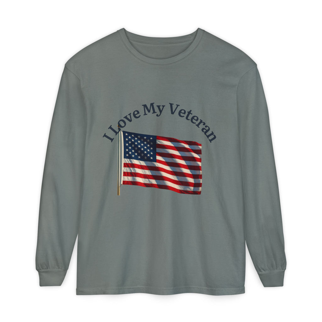Love My Veteran Long Sleeve T-Shirt-blk print