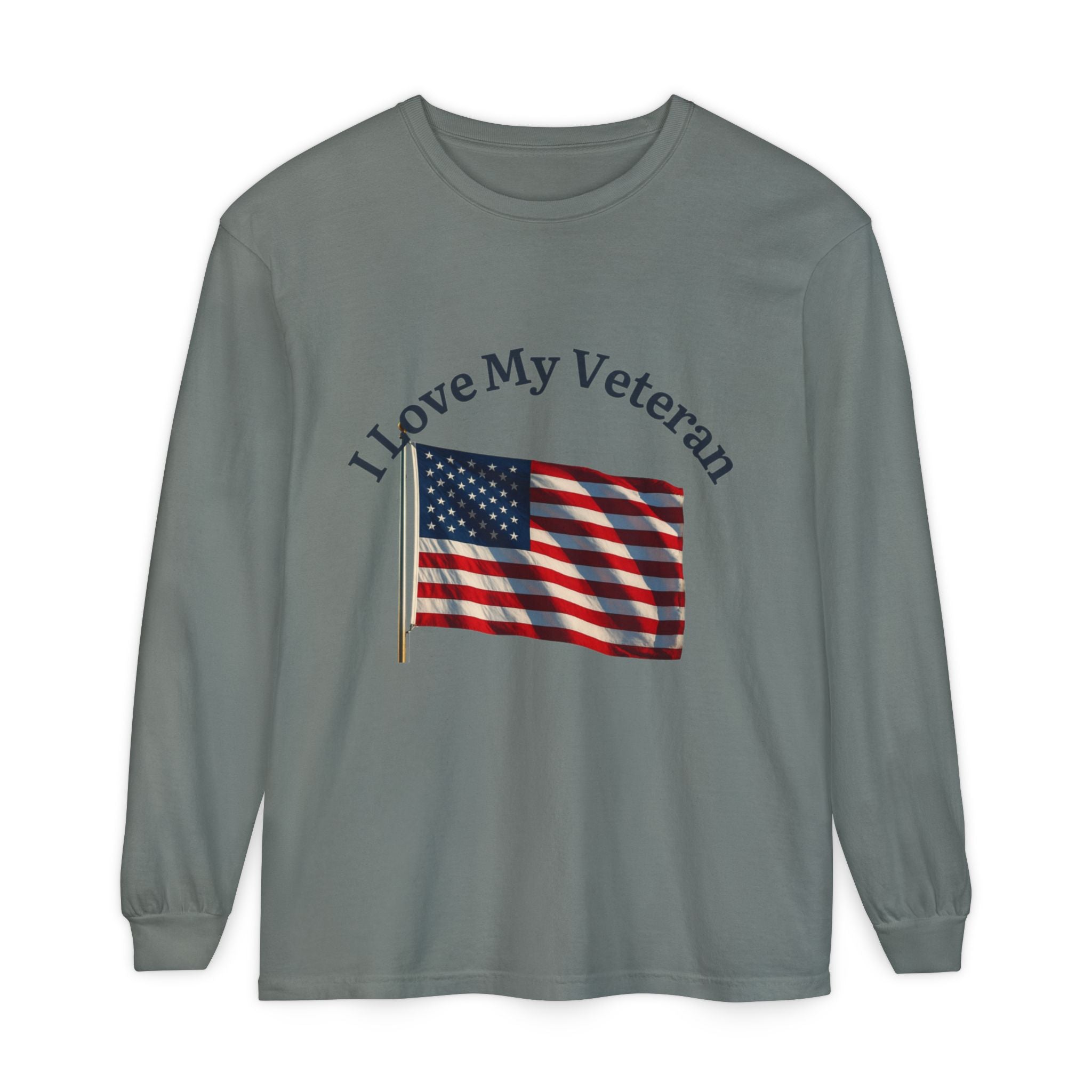 Love My Veteran Long Sleeve T-Shirt-blk print