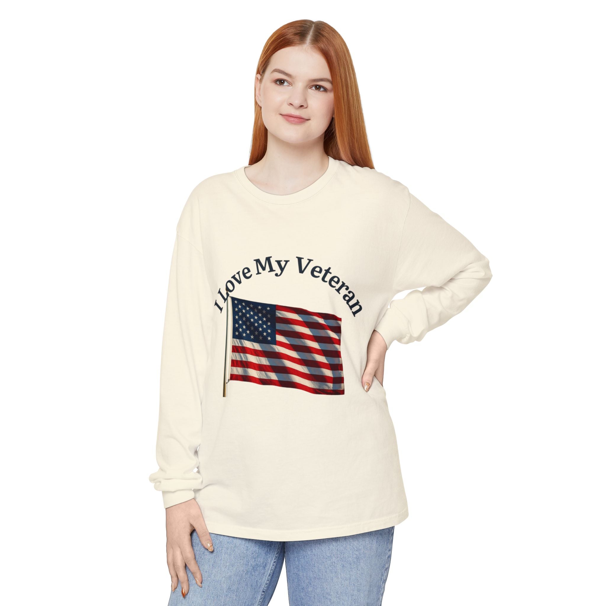 Love My Veteran Long Sleeve T-Shirt-blk print