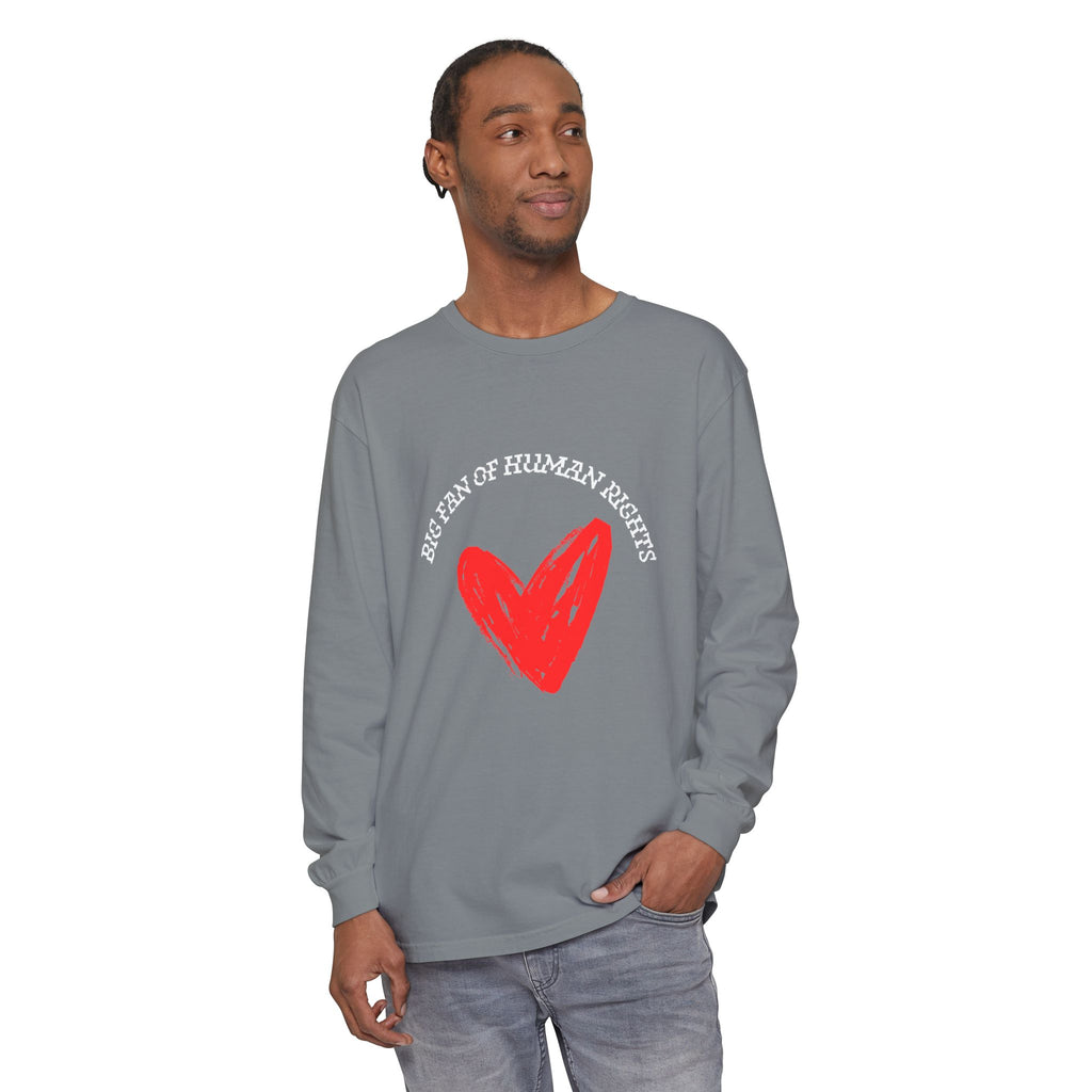 Fan of Human Rights Long Sleeve T-Shirt- wht print