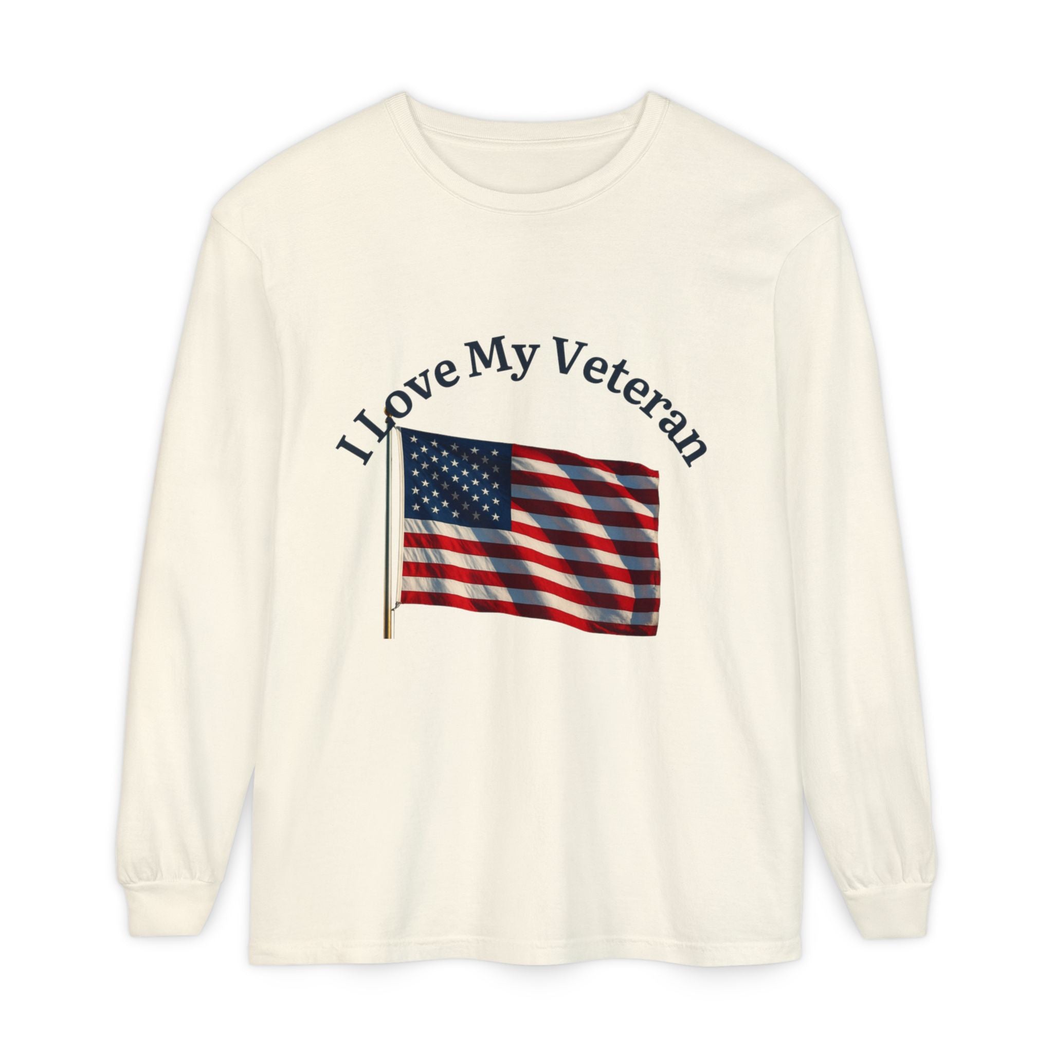 Love My Veteran Long Sleeve T-Shirt-blk print